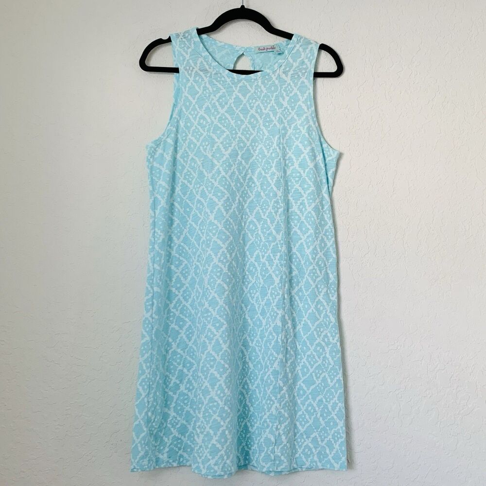 Fresh Produce Dress Women S Blue Aqua Sleeveless Beach Pool Vacation Cotton Midi